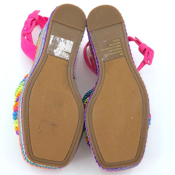 GB Leena Platform Espadrille Sandals Wedges Size 6 Rainbow Cord Pride Summer - Picture 8 of 10